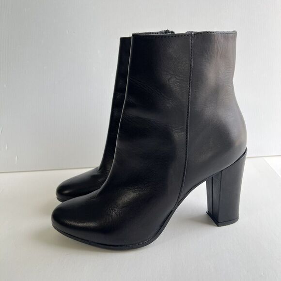 Annabella Boots Women’s Size 8 EU 39 Black Leather Side Zip Block Heel - Picture 4 of 11
